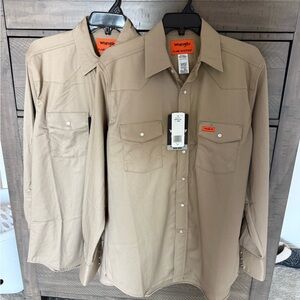 Two men’s Wrangler welding shirts